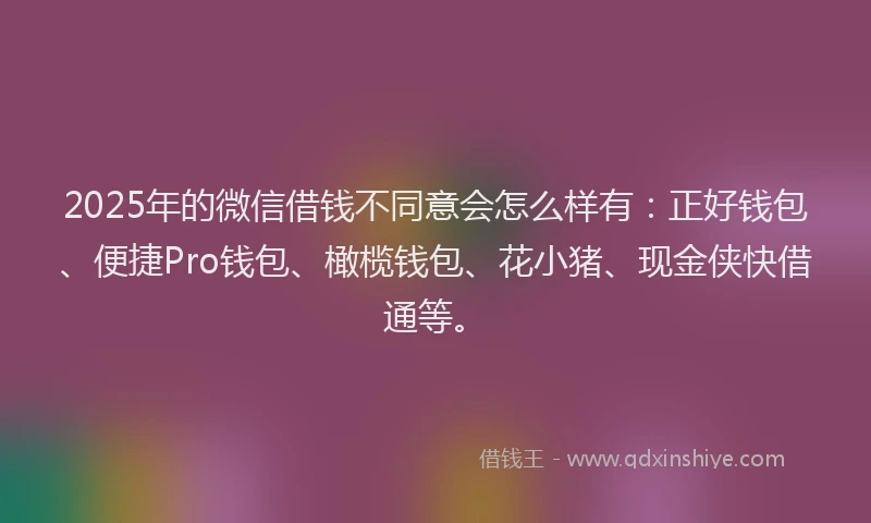 2025年的微信借钱不同意会怎么样有：正好钱包、便捷Pro钱包、橄榄钱包、花小猪、现金侠快借通等。