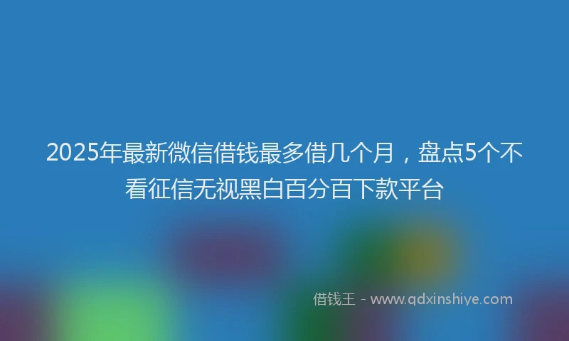 2025年最新微信借钱最多借几个月，盘点5个不看征信无视黑白百分百下款平台
