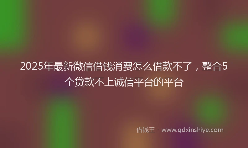 2025年最新微信借钱消费怎么借款不了，整合5个贷款不上诚信平台的平台