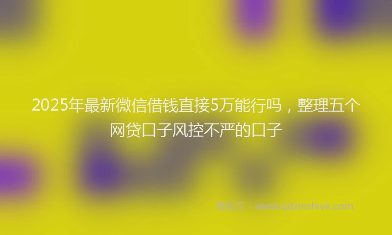 2025年最新微信借钱直接5万能行吗，整理五个网贷口子风控不严的口子