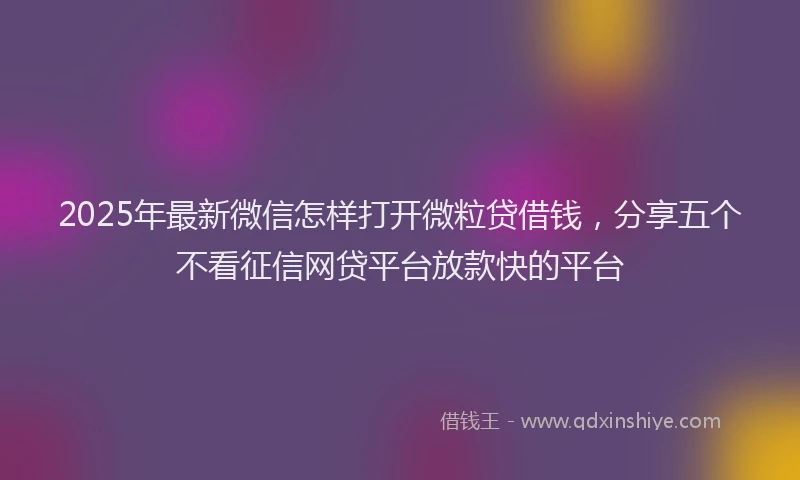 2025年最新微信怎样打开微粒贷借钱，分享五个不看征信网贷平台放款快的平台