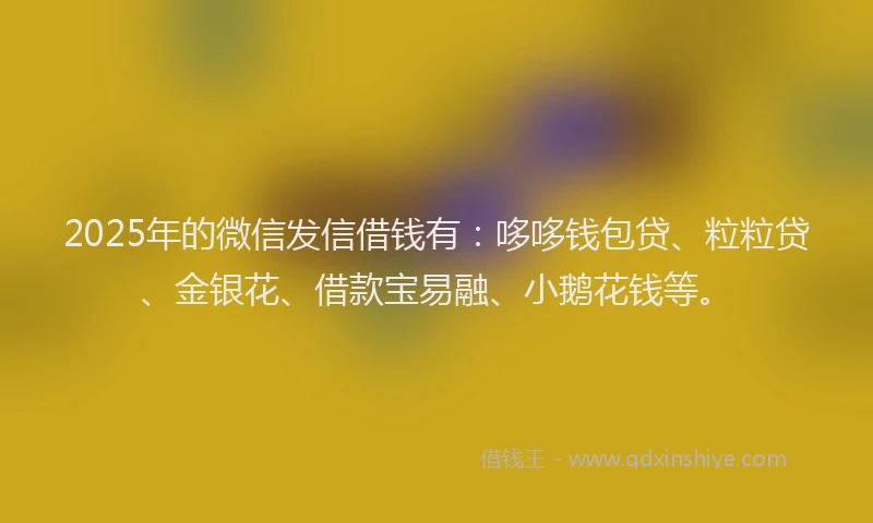 2025年的微信发信借钱有：哆哆钱包贷、粒粒贷、金银花、借款宝易融、小鹅花钱等。
