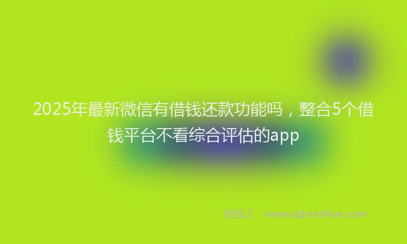 2025年最新微信有借钱还款功能吗，整合5个借钱平台不看综合评估的app