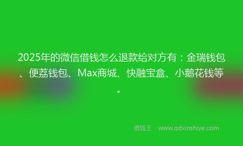 2025年的微信借钱怎么退款给对方有：金瑞钱包、便荔钱包、Max商城、快融宝盒、小鹅花钱等。