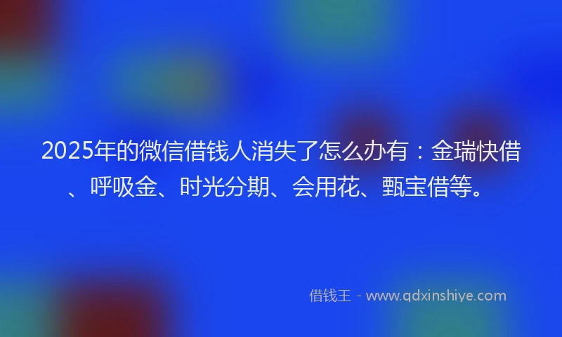 2025年的微信借钱人消失了怎么办有：金瑞快借、呼吸金、时光分期、会用花、甄宝借等。