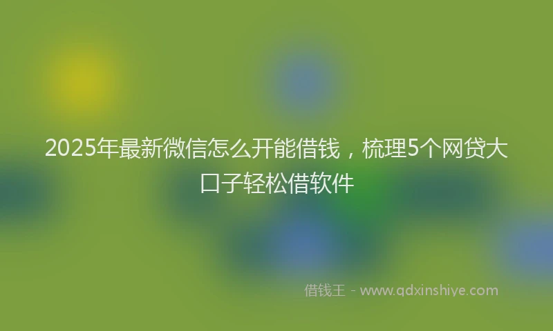 2025年最新微信怎么开能借钱，梳理5个网贷大口子轻松借软件