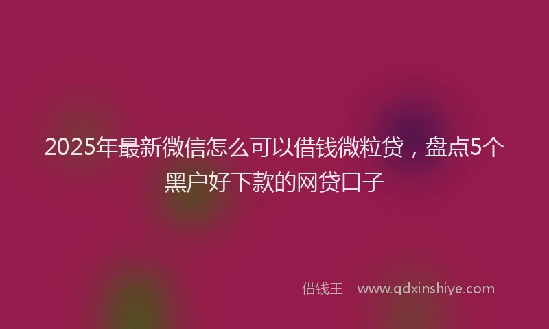2025年最新微信怎么可以借钱微粒贷，盘点5个黑户好下款的网贷口子