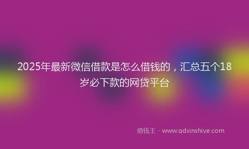 2025年最新微信借款是怎么借钱的，汇总五个18岁必下款的网贷平台