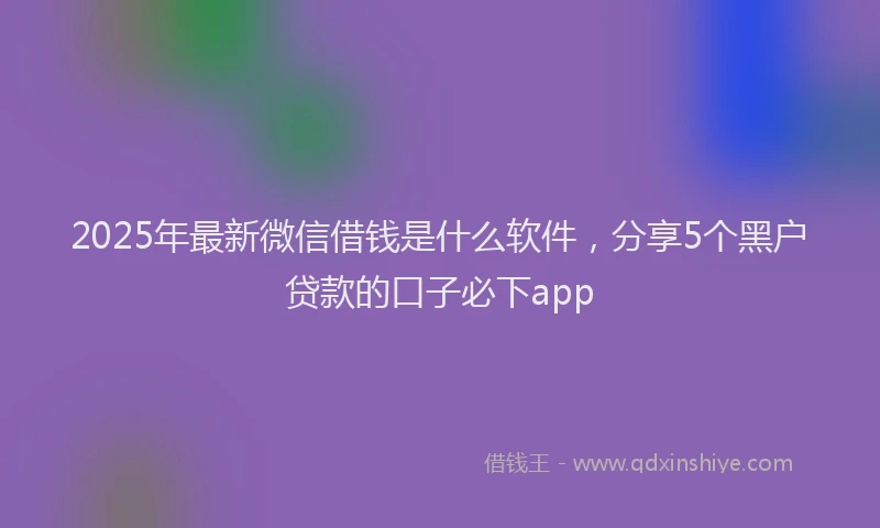 2025年最新微信借钱是什么软件，分享5个黑户贷款的口子必下app
