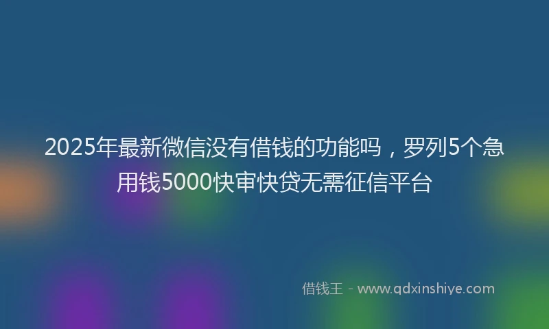 2025年最新微信没有借钱的功能吗，罗列5个急用钱5000快审快贷无需征信平台