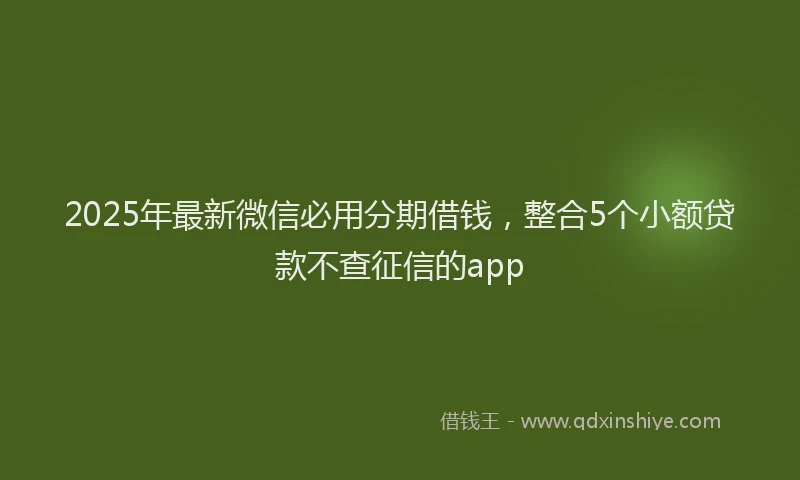 2025年最新微信必用分期借钱，整合5个小额贷款不查征信的app