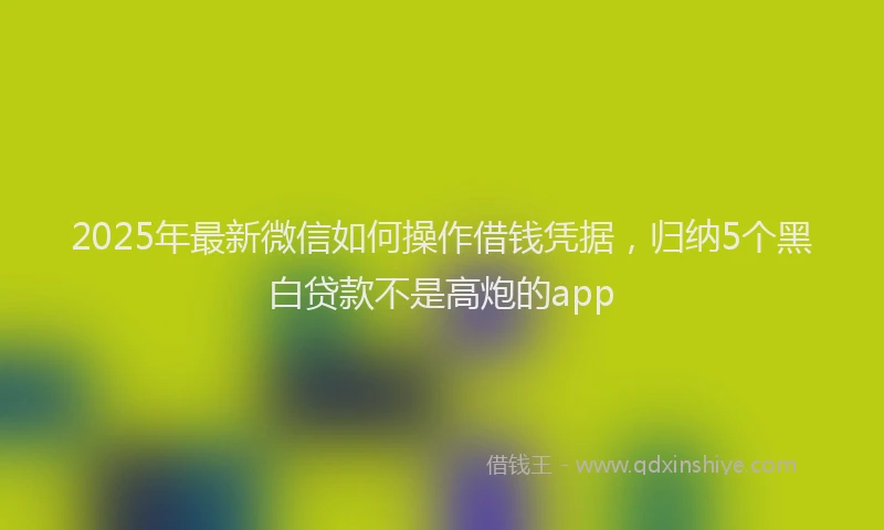 2025年最新微信如何操作借钱凭据，归纳5个黑白贷款不是高炮的app