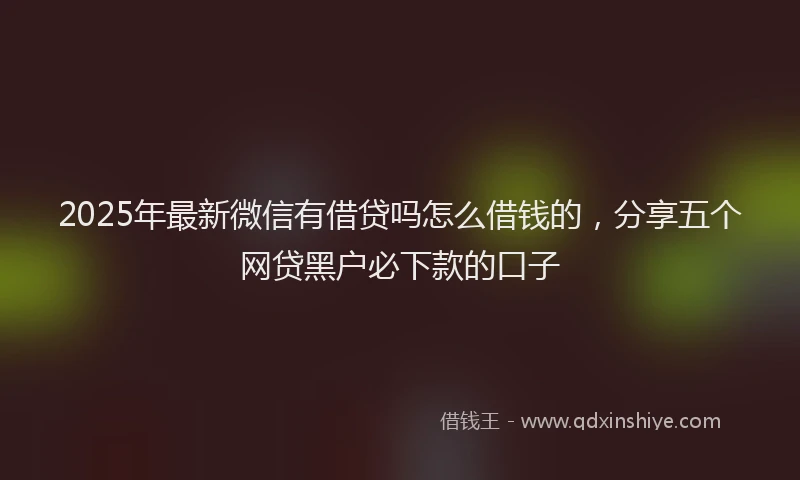 2025年最新微信有借贷吗怎么借钱的，分享五个网贷黑户必下款的口子