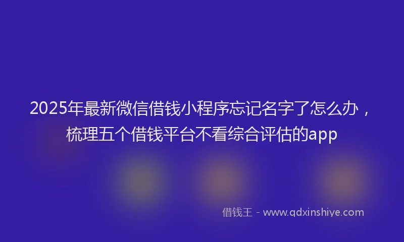 2025年最新微信借钱小程序忘记名字了怎么办，梳理五个借钱平台不看综合评估的app
