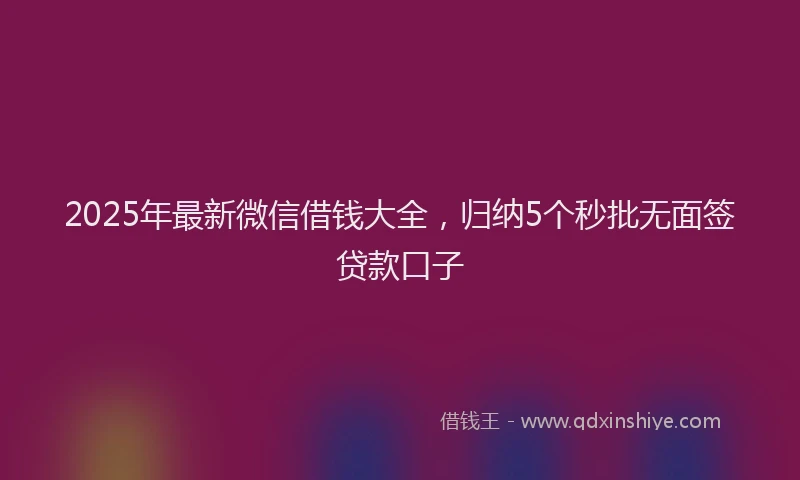 2025年最新微信借钱大全，归纳5个秒批无面签贷款口子