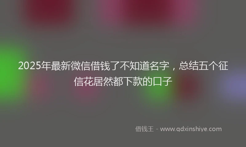 2025年最新微信借钱了不知道名字，总结五个征信花居然都下款的口子