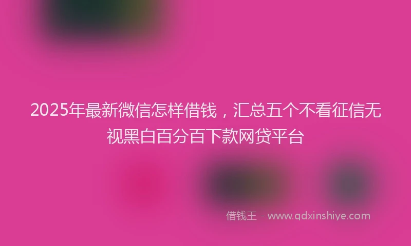 2025年最新微信怎样借钱，汇总五个不看征信无视黑白百分百下款网贷平台