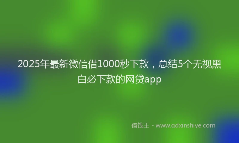 2025年最新微信借1000秒下款，总结5个无视黑白必下款的网贷app