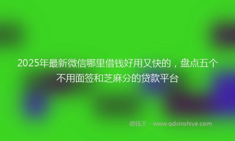 2025年最新微信哪里借钱好用又快的，盘点五个不用面签和芝麻分的贷款平台