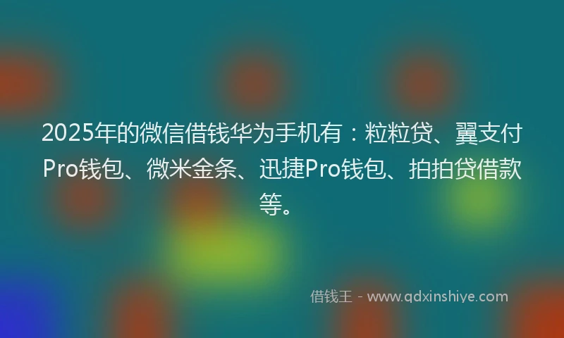 2025年的微信借钱华为手机有：粒粒贷、翼支付Pro钱包、微米金条、迅捷Pro钱包、拍拍贷借款等。