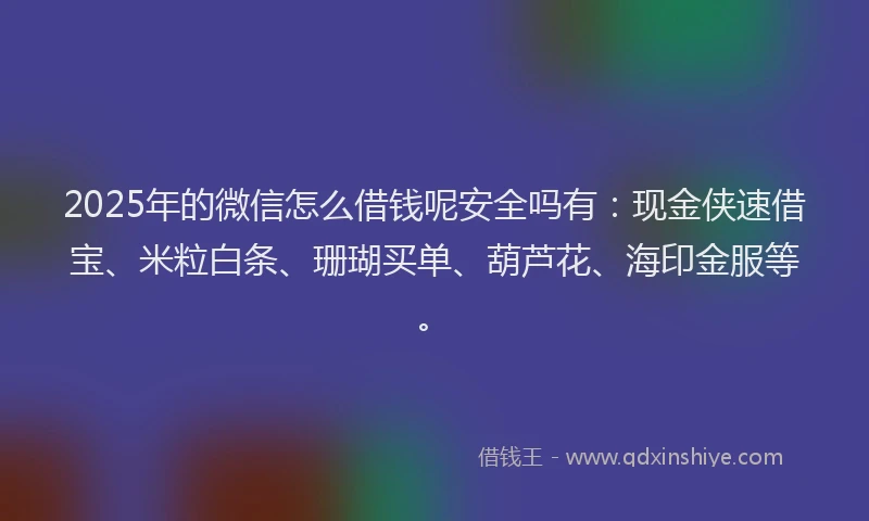 2025年的微信怎么借钱呢安全吗有：现金侠速借宝、米粒白条、珊瑚买单、葫芦花、海印金服等。