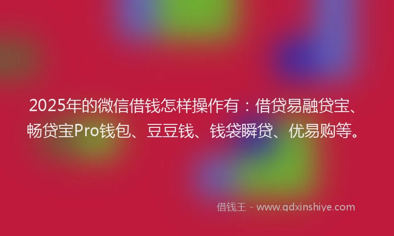 2025年的微信借钱怎样操作有：借贷易融贷宝、畅贷宝Pro钱包、豆豆钱、钱袋瞬贷、优易购等。