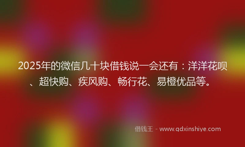 2025年的微信几十块借钱说一会还有：洋洋花呗、超快购、疾风购、畅行花、易橙优品等。