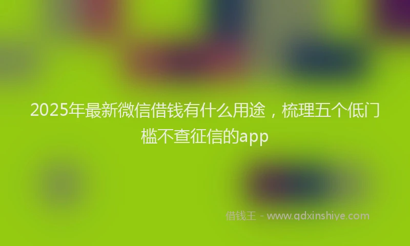 2025年最新微信借钱有什么用途，梳理五个低门槛不查征信的app