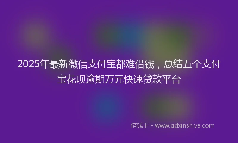 2025年最新微信支付宝都难借钱，总结五个支付宝花呗逾期万元快速贷款平台