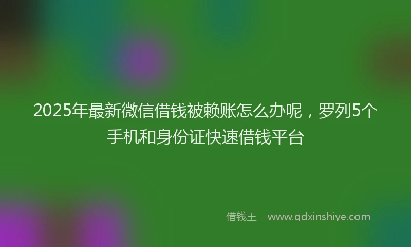 2025年最新微信借钱被赖账怎么办呢，罗列5个手机和身份证快速借钱平台