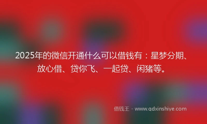 2025年的微信开通什么可以借钱有：星梦分期、放心借、贷你飞、一起贷、闲猪等。