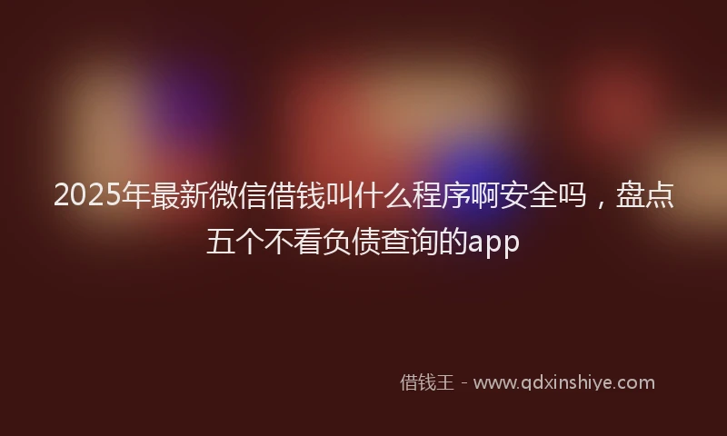 2025年最新微信借钱叫什么程序啊安全吗，盘点五个不看负债查询的app