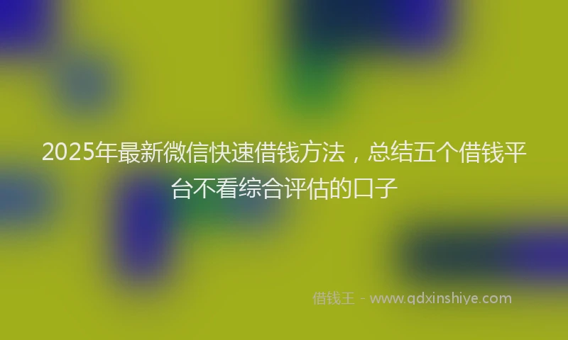 2025年最新微信快速借钱方法，总结五个借钱平台不看综合评估的口子