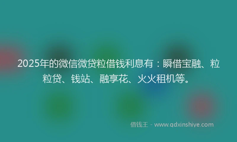 2025年的微信微贷粒借钱利息有：瞬借宝融、粒粒贷、钱站、融享花、火火租机等。