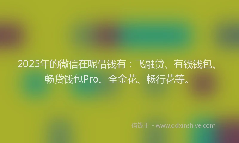 2025年的微信在呢借钱有：飞融贷、有钱钱包、畅贷钱包Pro、全金花、畅行花等。