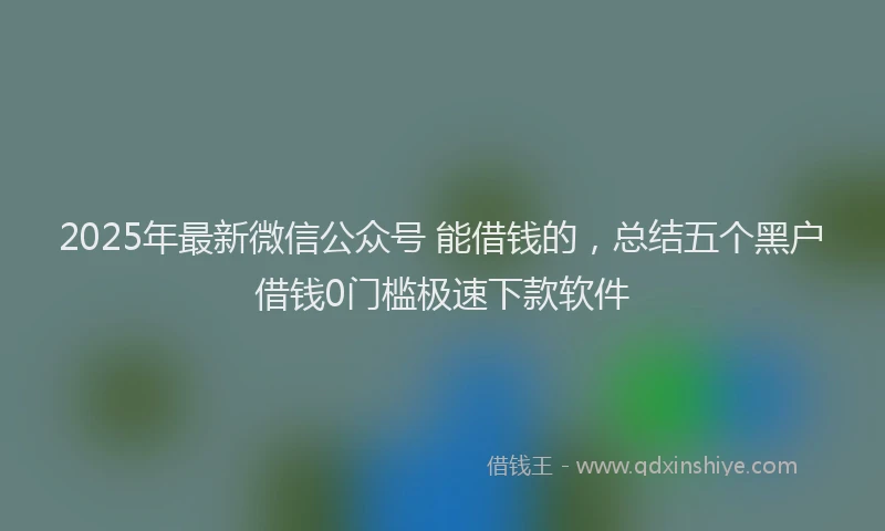 2025年最新微信公众号 能借钱的，总结五个黑户借钱0门槛极速下款软件