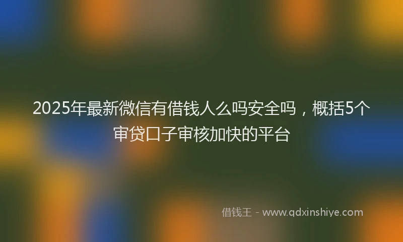 2025年最新微信有借钱人么吗安全吗，概括5个审贷口子审核加快的平台