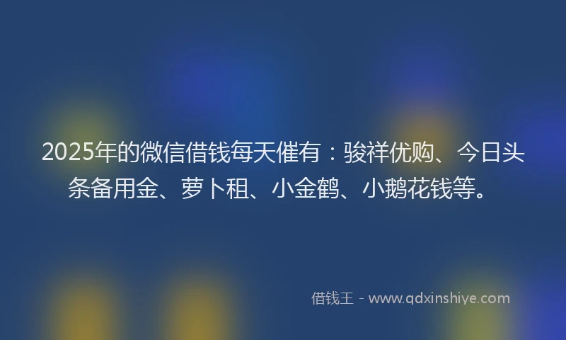 2025年的微信借钱每天催有：骏祥优购、今日头条备用金、萝卜租、小金鹤、小鹅花钱等。