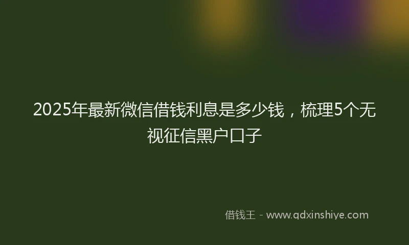 2025年最新微信借钱利息是多少钱，梳理5个无视征信黑户口子
