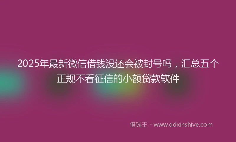 2025年最新微信借钱没还会被封号吗，汇总五个正规不看征信的小额贷款软件