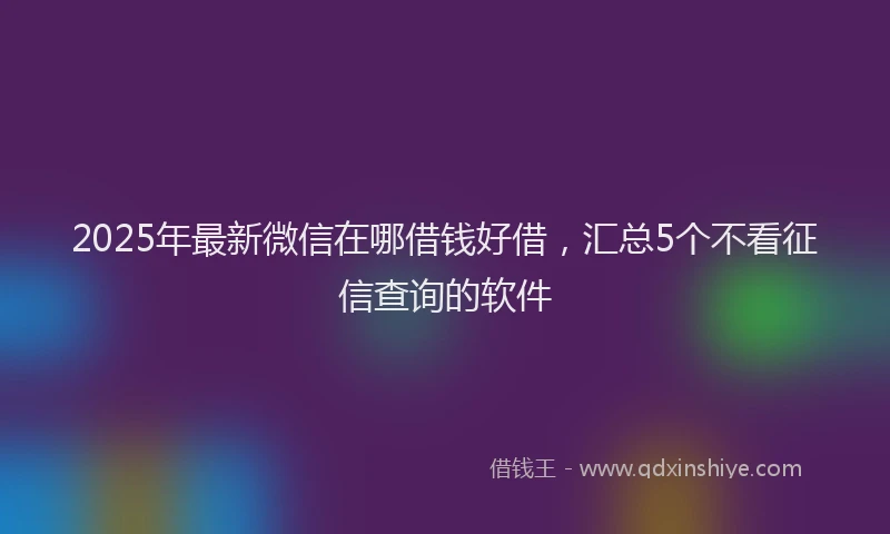 2025年最新微信在哪借钱好借，汇总5个不看征信查询的软件