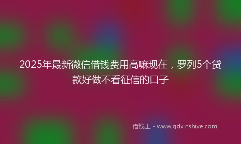 2025年最新微信借钱费用高嘛现在，罗列5个贷款好做不看征信的口子