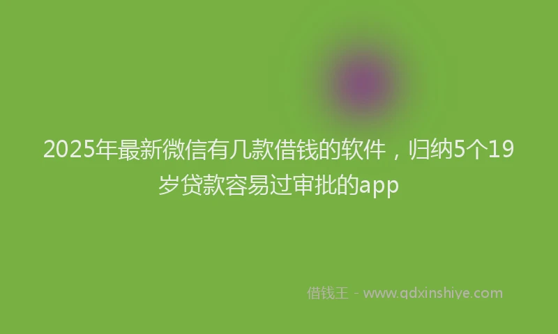 2025年最新微信有几款借钱的软件，归纳5个19岁贷款容易过审批的app