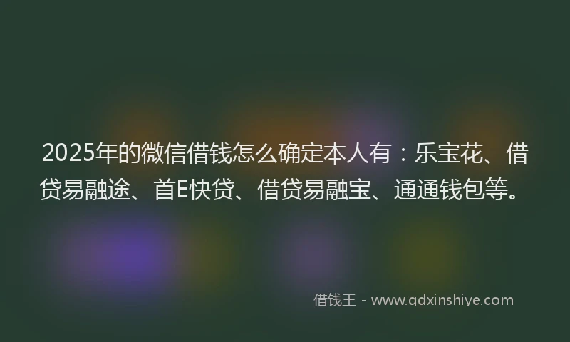2025年的微信借钱怎么确定本人有：乐宝花、借贷易融途、首E快贷、借贷易融宝、通通钱包等。