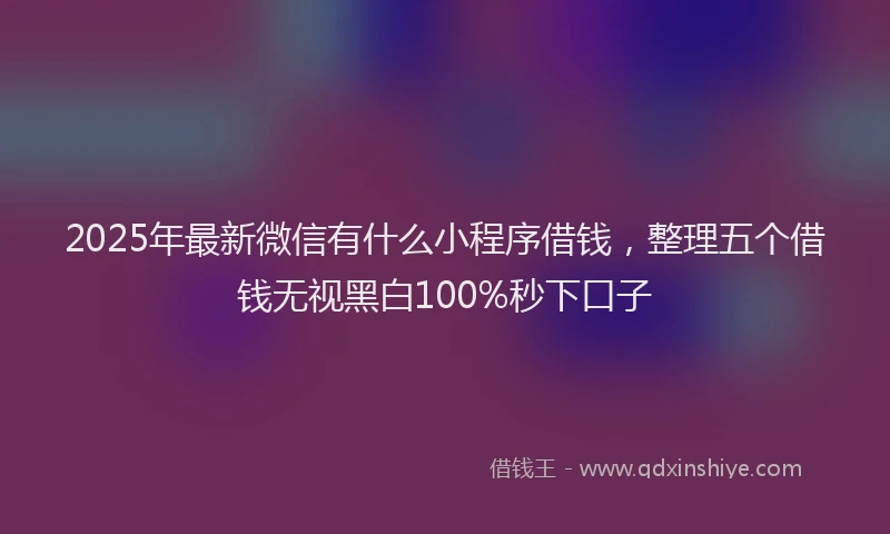 2025年最新微信有什么小程序借钱，整理五个借钱无视黑白100%秒下口子