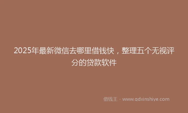 2025年最新微信去哪里借钱快，整理五个无视评分的贷款软件