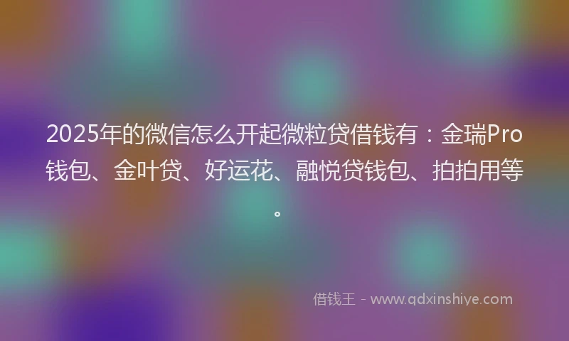 2025年的微信怎么开起微粒贷借钱有：金瑞Pro钱包、金叶贷、好运花、融悦贷钱包、拍拍用等。