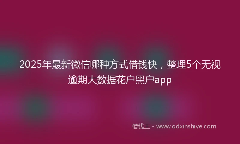 2025年最新微信哪种方式借钱快，整理5个无视逾期大数据花户黑户app