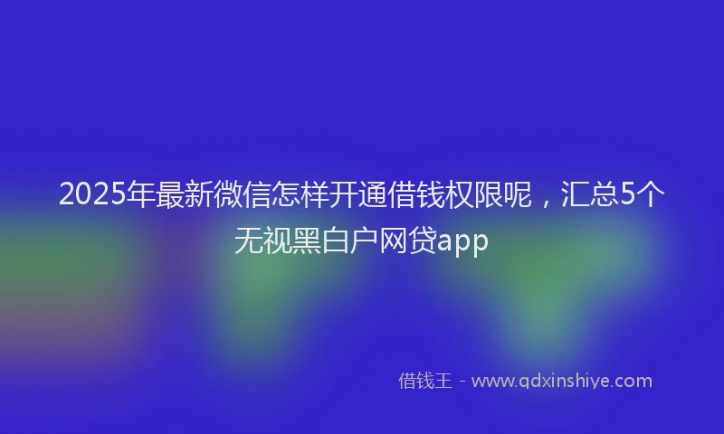 2025年最新微信怎样开通借钱权限呢，汇总5个无视黑白户网贷app