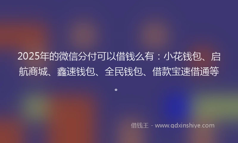2025年的微信分付可以借钱么有：小花钱包、启航商城、鑫速钱包、全民钱包、借款宝速借通等。